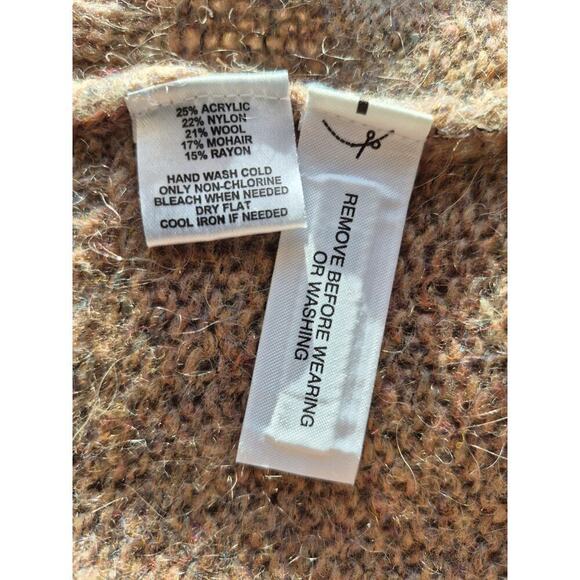 LOFT M Lightweight Heathered Neutral Beige Half Sleeve Mohair Blend Sweater - Picture 4 of 9